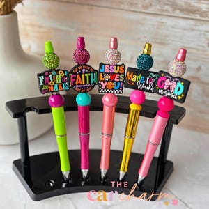 Stylo perlé | Stylo perlé Jésus | Stylo fait main | Stylo Faith | Papeterie chrétienne | Stylo d'écriture religieux | Accessoire de bureau