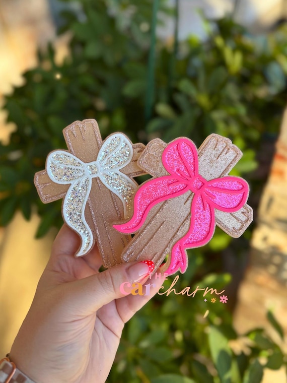 Car Freshie | Car Air Freshener | Car Accessory | Freshy | Bow Freshie | Faith Freshie | Cross With Bow