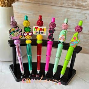 Stylo perlé | Stylo d'été | Stylo à encre perlé mignon | Stylo rechargeable | Stylo gnome d'été | Ambiance estivale | Choisissez votre style | Stylo pour elle