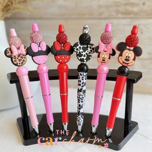 Perlen Maus Charakter Stift | Maus inspiriert Perlenstift | Cartoon Charakter Stift, niedlicher schwarz roter Maus Stift, lustige Neuheit | Nachfüllbare schwarze Tinte