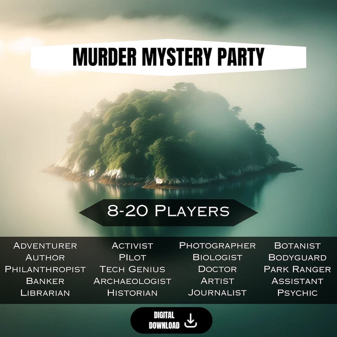 820 Players Printable Murder Mystery Dinner Party Game Kit Digital Download, Improv Detective