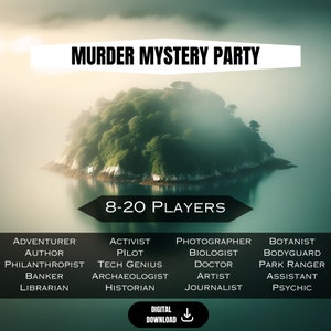 8-20 Players Printable Murder Mystery Dinner Party Game Kit - Digital Download, Improv Detective Game for Adults, 8 Players, 20 Players