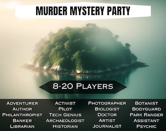 8-20 Players Printable Murder Mystery Dinner Party Game Kit - Digital Download, Improv Detective Game for Adults, 8 Players, 20 Players