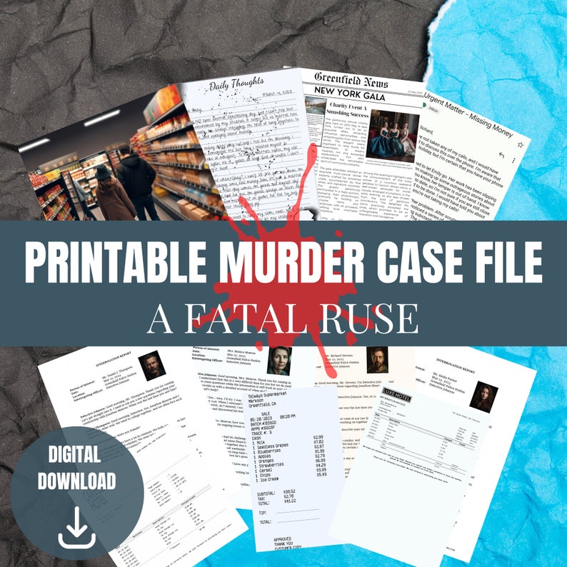 Printable Murder Mystery Case File Digital Download, Detective True Crime Game, Unsolved Cold Case DIY Murder File, Whodunit image 1