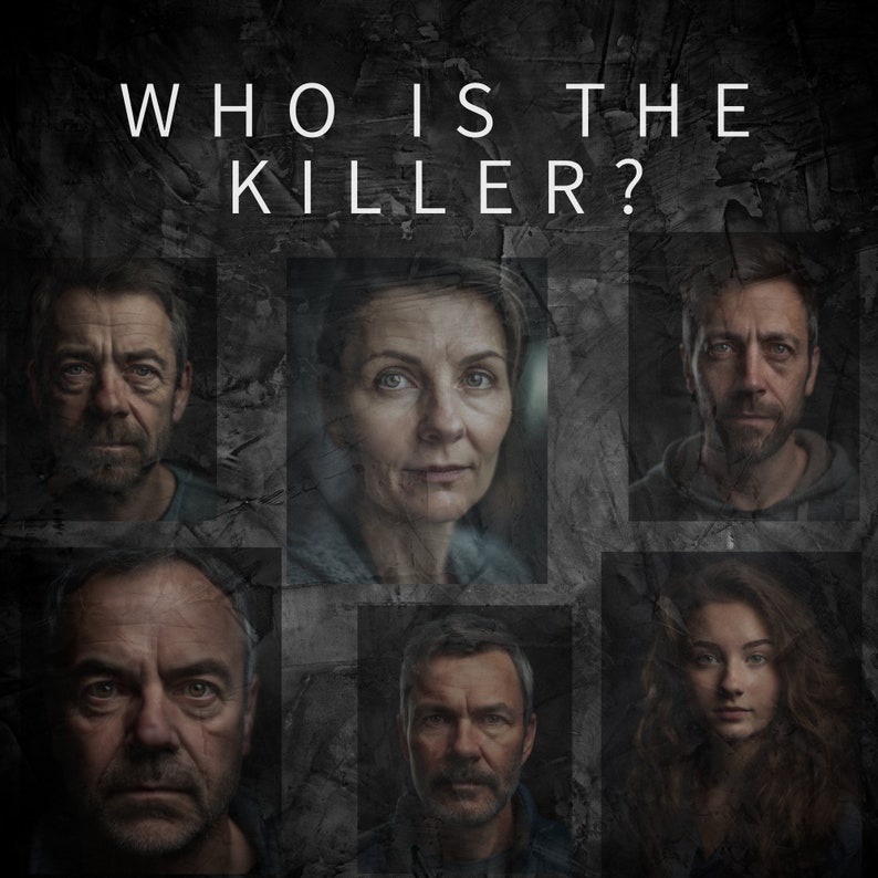 May include: A collage of six portraits of people, each with a different expression. The text "WHO IS THE KILLER?" is at the top of the image.