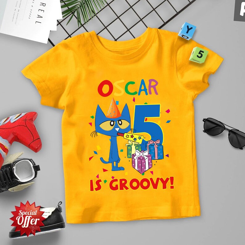 Pete the Cat Birthday Shirt Pete Cat Groovy Shirt Custom Etsy