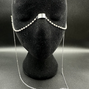 Face chain,silver tears face chain face chain face jewelry available in black and white crystals variant