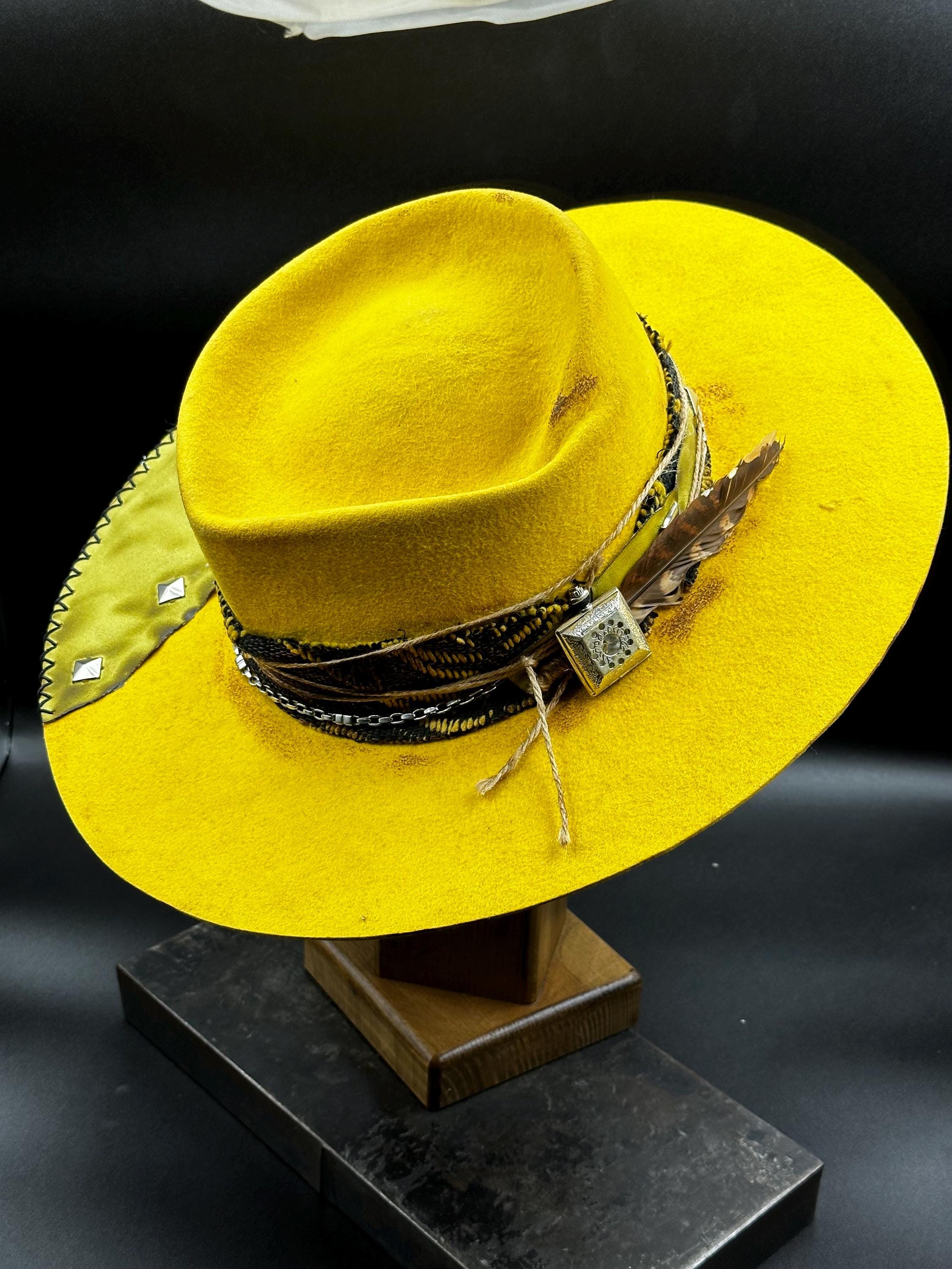 Handmade Merino Wool Felt Hat - Decorated With Vintage  display picture 3