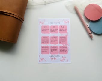 PINK fruit of the spirit | pdf print | tip in | verse by topic | bible study binder DIY | Starter kit
