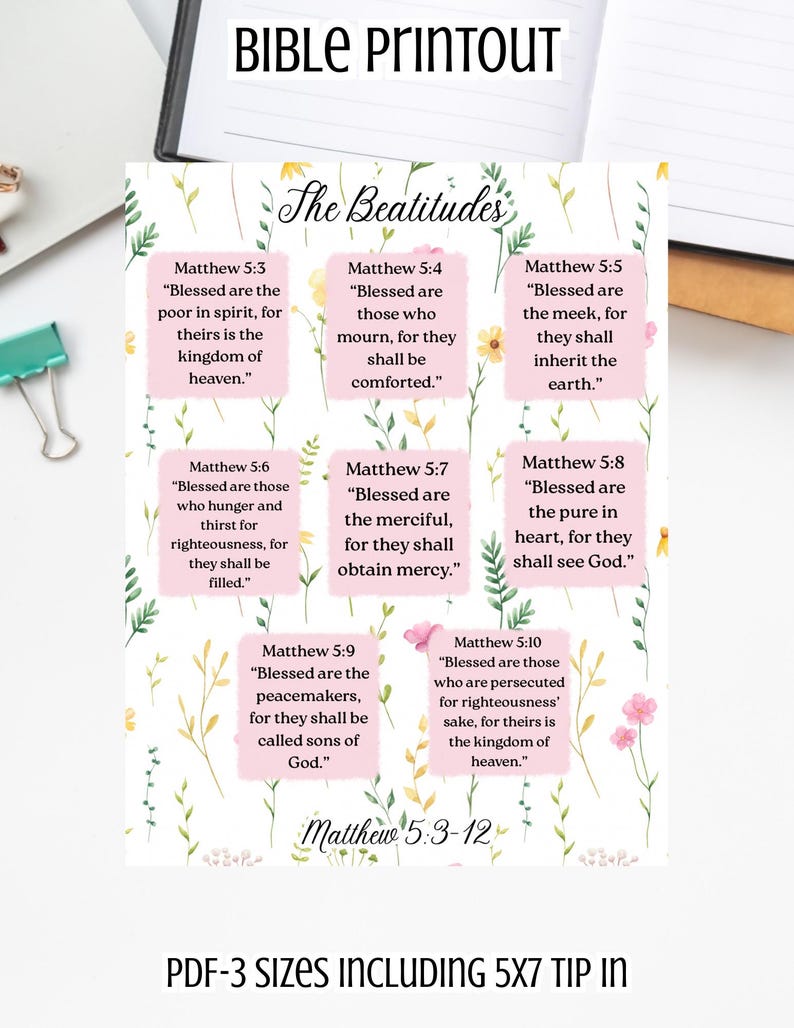 Beatitudes War Binder Loaded Bible Printout With Scriptures Prompts ...