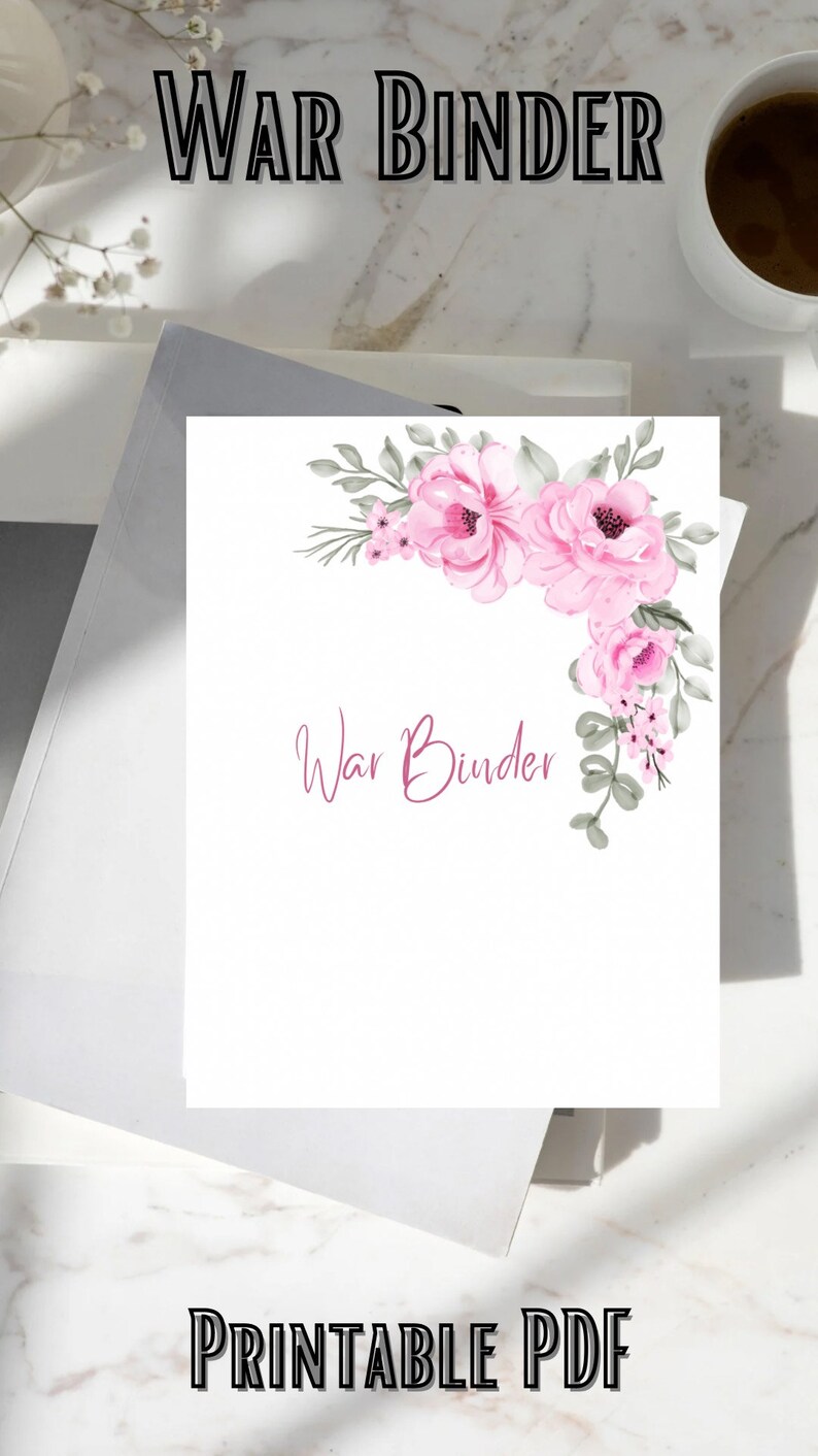 Pink Floral Watercolor War Binder | Bible Planner | War Binder Print ...