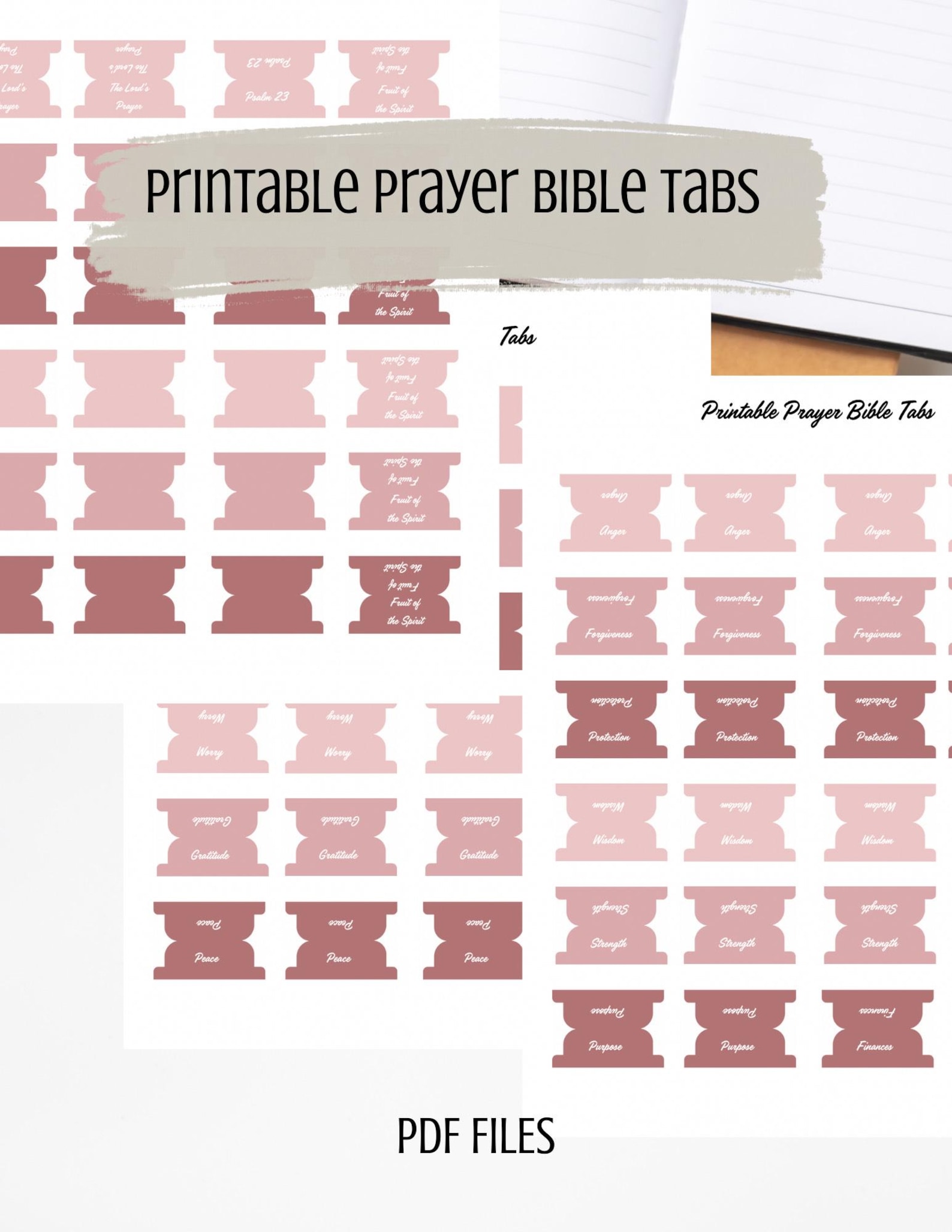 Pink Prayer Tabs Printout | PDF Print | Prayerful Woman | Printable ...