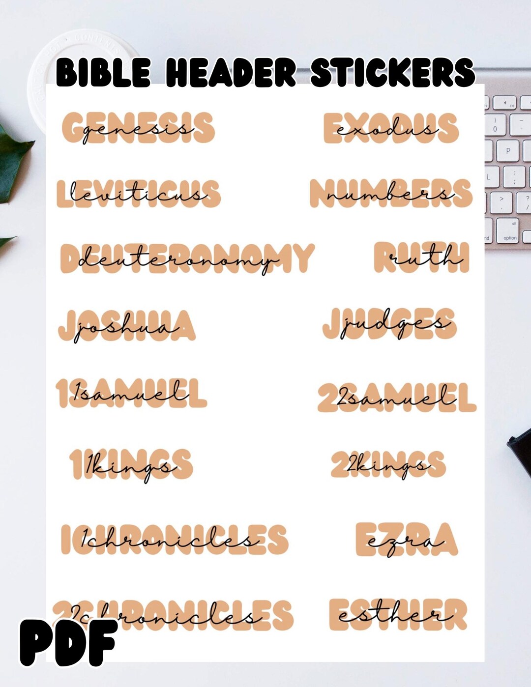 Peach Bible Books Header Stickers | Printable DIY (PDF) - Etsy