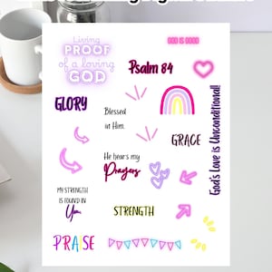 Impresión de pegatinas bíblicas NEON / Impresión en PDF / Pegatinas bíblicas imprimibles / Libros de la Biblia en PDF / Pegatinas bíblicas / Pegatinas para diario bíblico