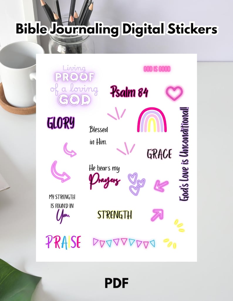 NEON Bible Sticker Printout | PDF Print | Printable Bible Stickers ...