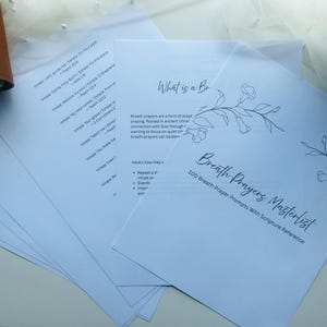 Breath prayer master list printout 100 prompts | PDF print | prayerful woman | printable prayer list | PDF list | bible stickers DIY