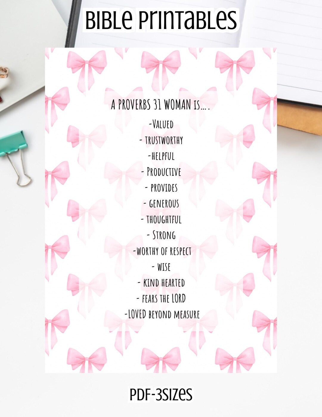 Bible Proverbs Woman War Binder Loaded Bible Printout Pink Bow | PDF ...
