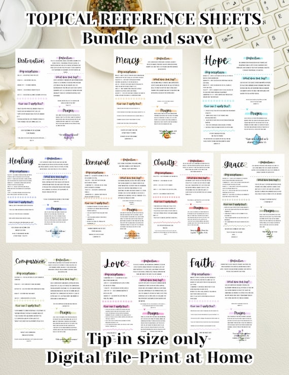 Topic reference bible study BUNDLE one Tip-Ins