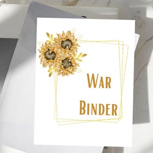 Sunflower War Binder | Bible Planner | Bible Study | Printable War ...