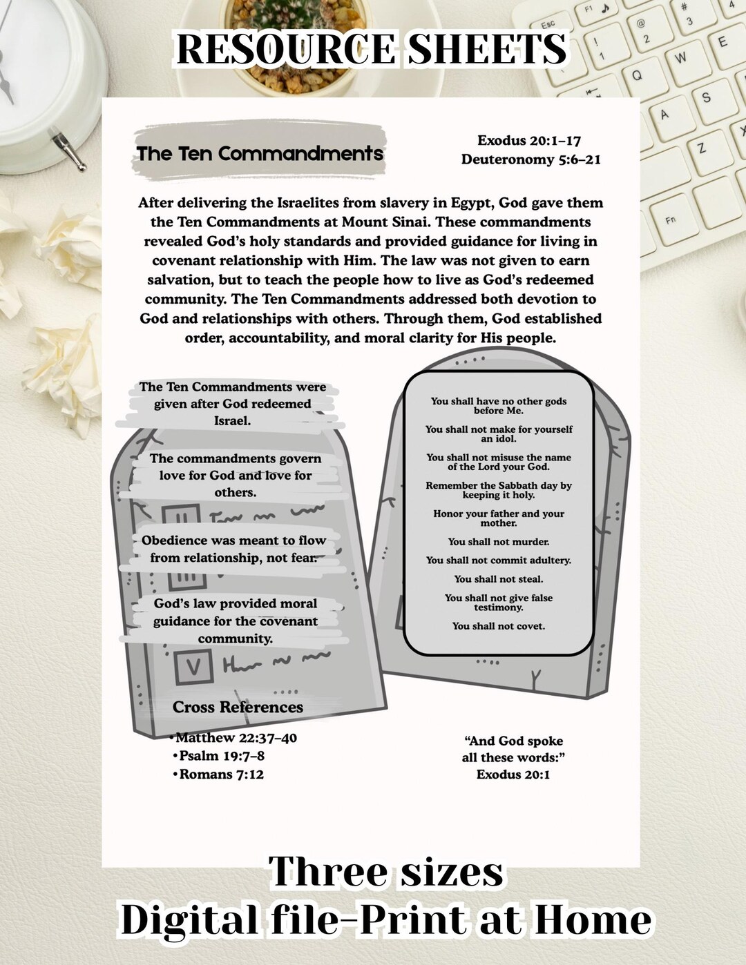 The Ten Commandments Explained Pdf The Story of the Ten Commandments Bible Tip in or Binder Print Out PDF ...