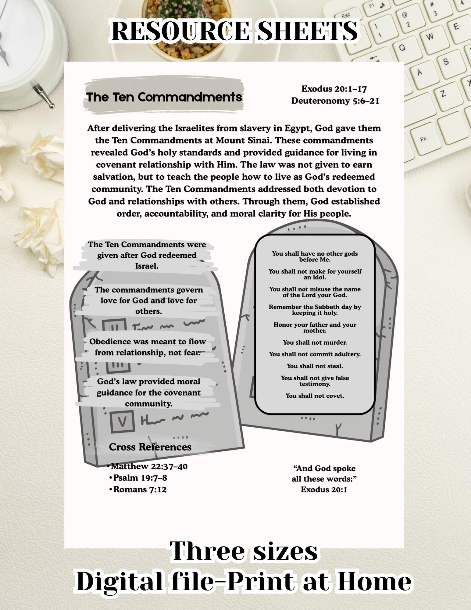 The Story of the Ten Commandments Bible Tip in or Binder Print Out PDF ...