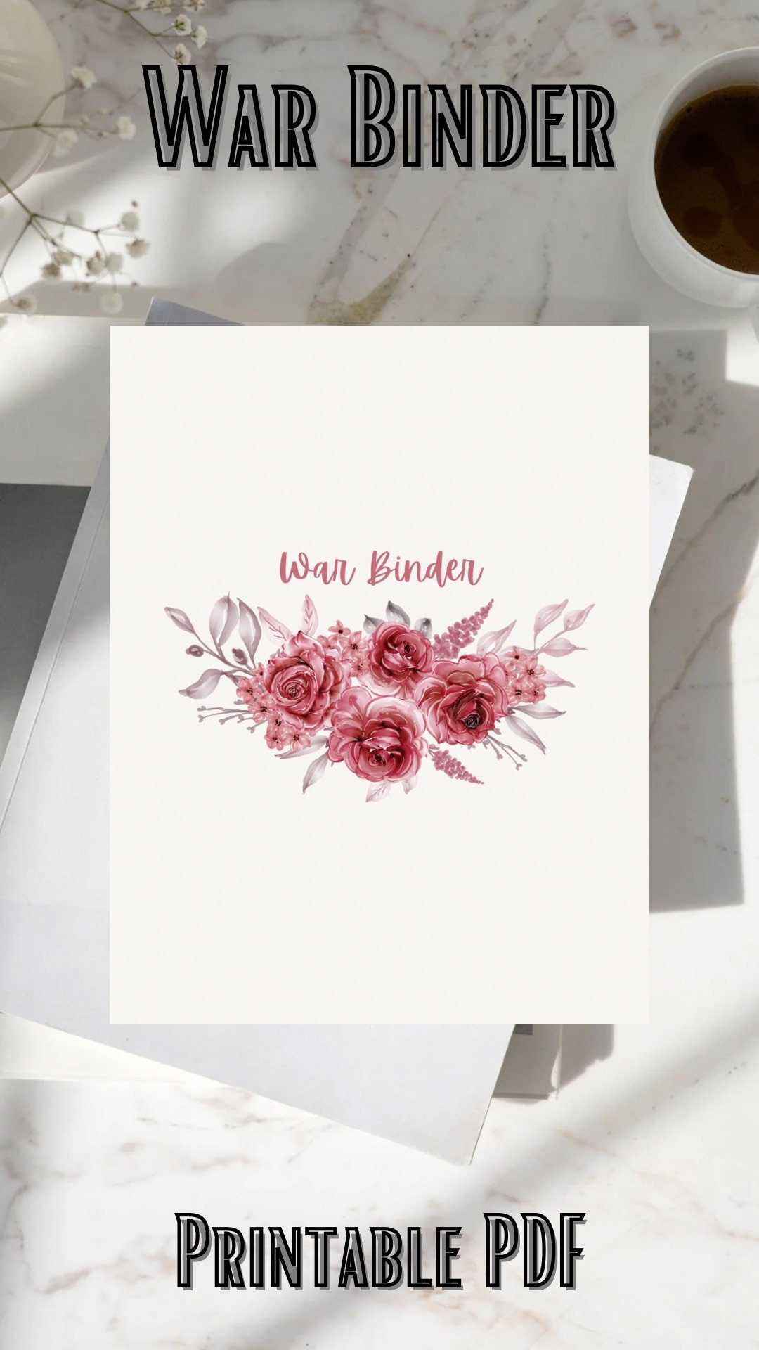 Burgandy Floral Watercolor War Binder | Bible Planner | War Binder ...