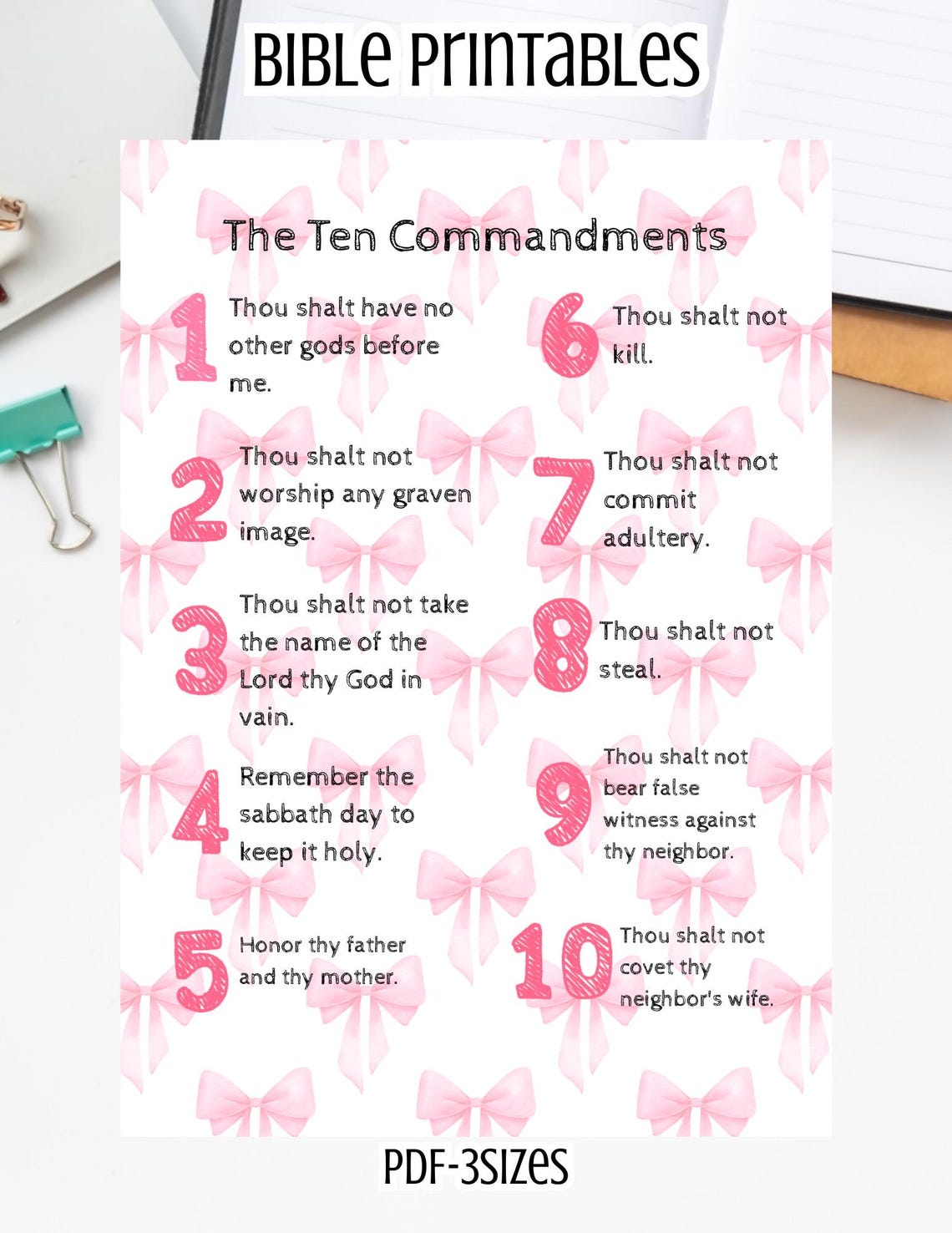 Bible Ten Commandments War Binder Loaded Bible Printout Pink Bow | PDF ...