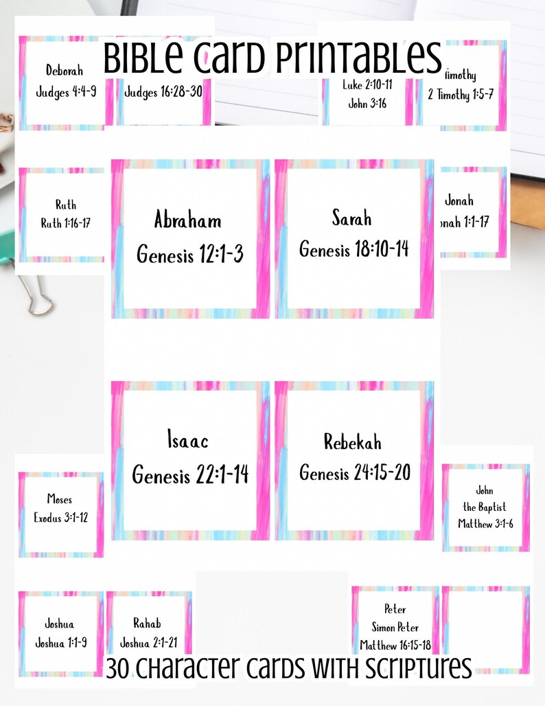 30 Characters of Bible Cards Printout 30 Cards | PDF Print | Prayerful ...