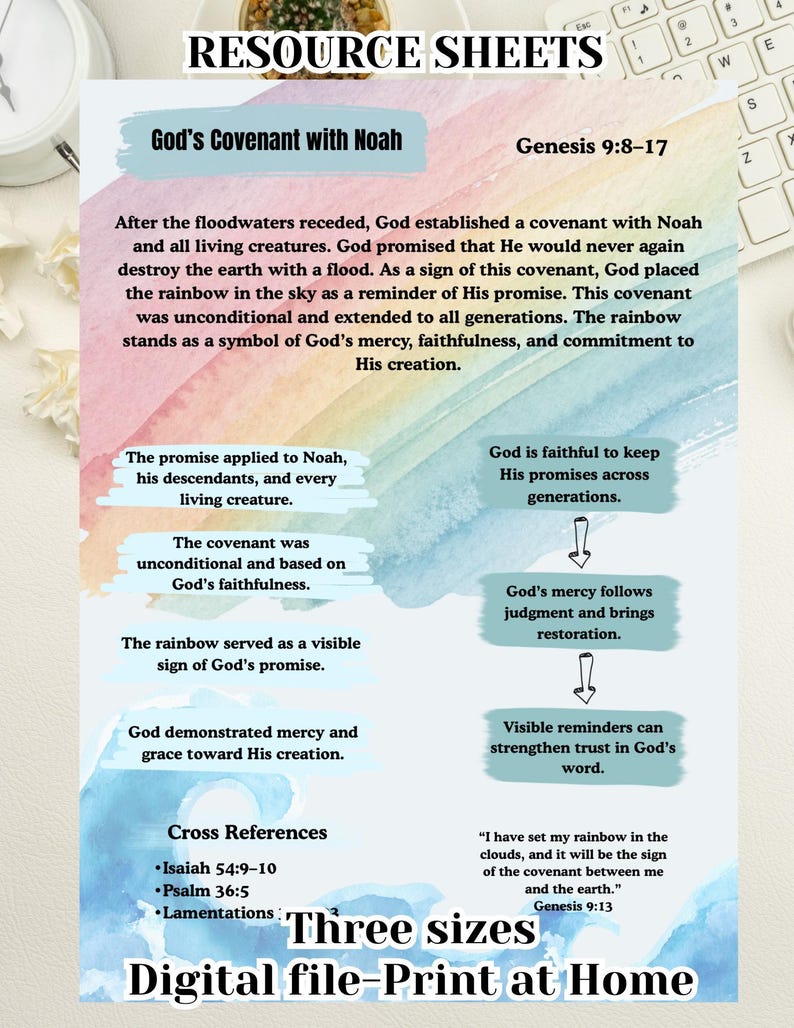 The Story of the Covenant With Noah Tip in or Binder Print Out PDF - Etsy