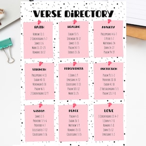 PINK Verse Directory With Scripture Prompts | PDF Print | Tip in ...