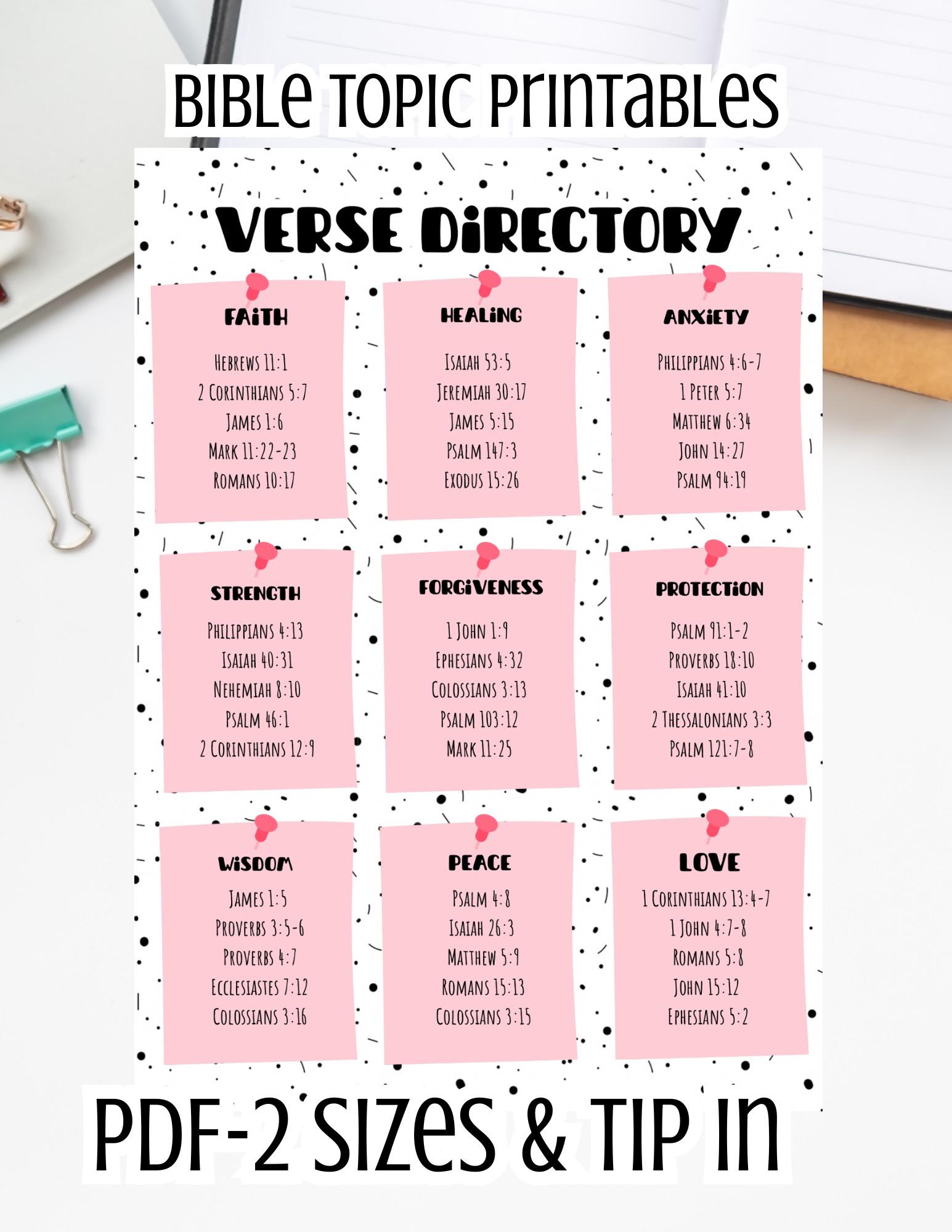 PINK Verse Directory With Scripture Prompts | PDF Print | Tip in ...