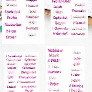 bible study printout | PDF print | prayerful woman | printable bible name labels | PDF books of the bible | bible stickers DIY pink