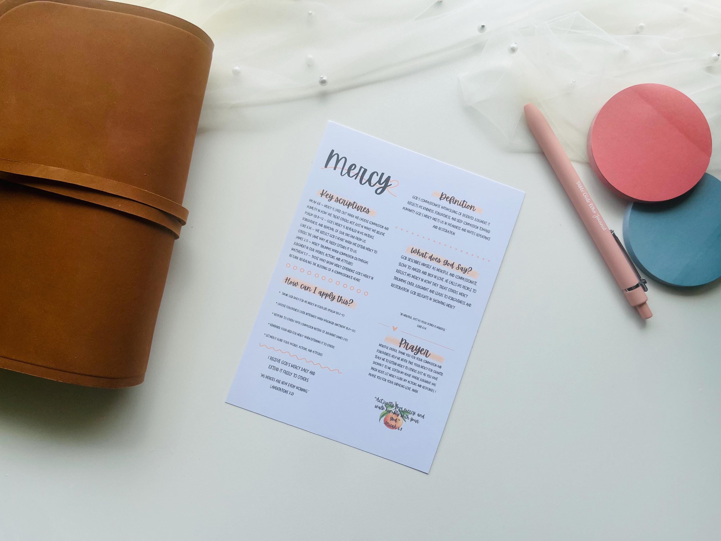 MERCY Topic Reference Sheet Printable 3 Sizes - Etsy