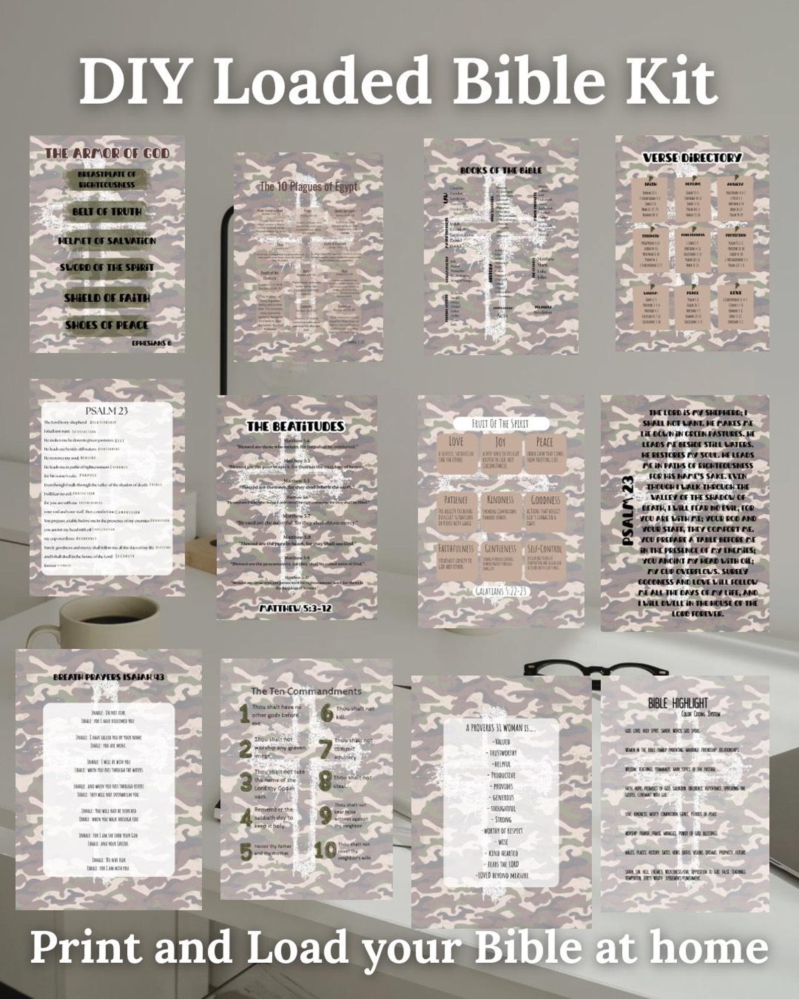 Camo Complete Loaded Bible Printout Kit | Tip Ins, Headers and ...