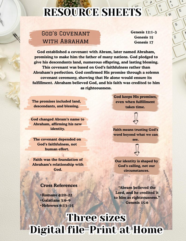 The Story of Gods Covenant With Abraham Bible Tip in or Binder Print ...