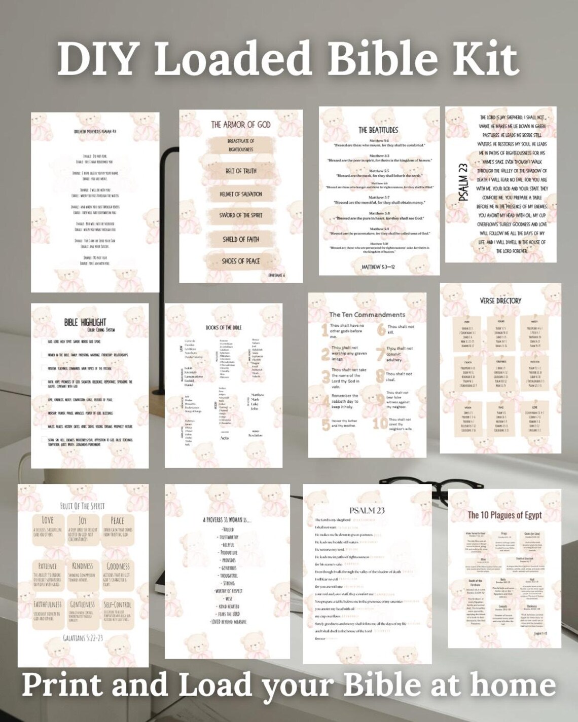 Cute Bear Complete Loaded Bible Printout Kit | PDF Print | Tip Ins ...