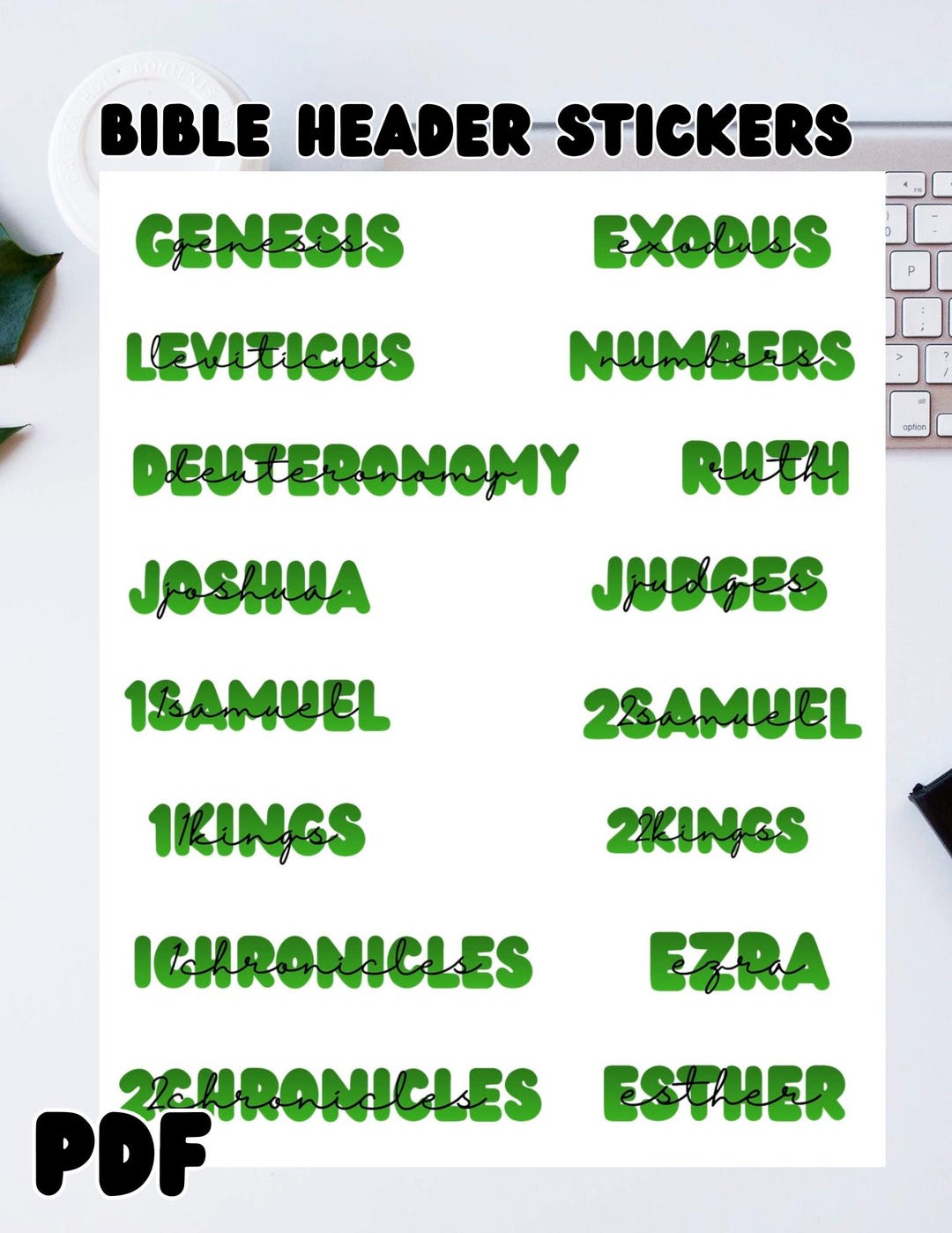 Emerald Ombre Bible Books Header Stickers | Printable DIY (PDF) - Etsy