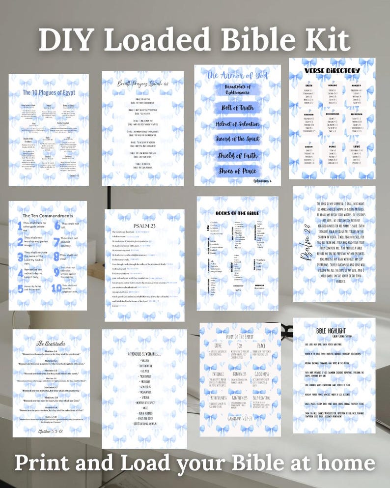 Blue Bow Complete Loaded Bible Printout Kit | PDF Print | Tip Ins ...