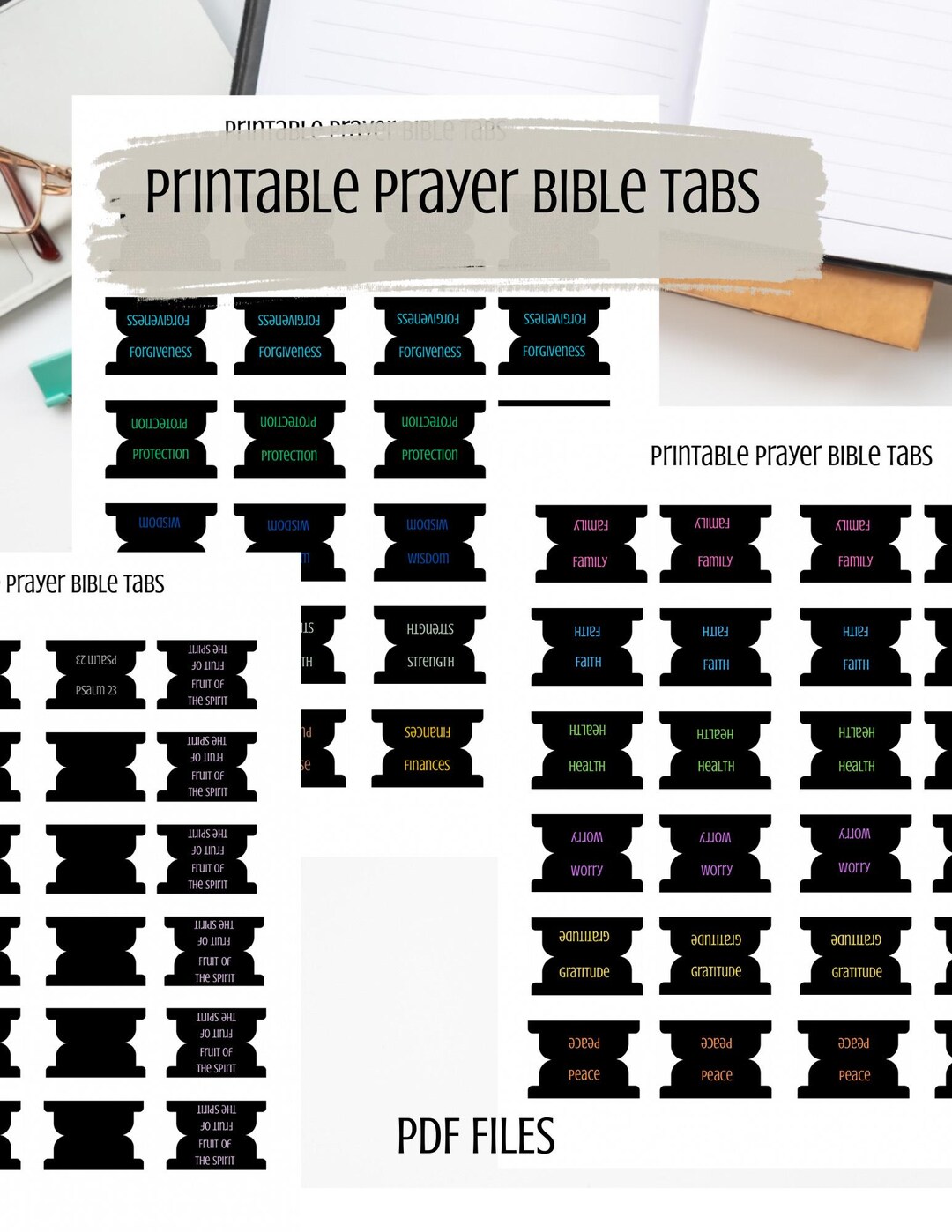 Black Prayer Tabs Printout | PDF Print | Prayerful Woman | Printable ...