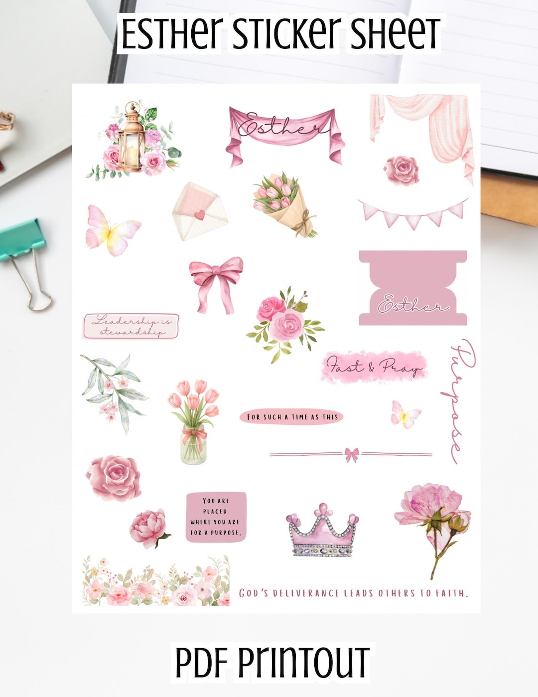 Printable Bible Journaling Stickers ESTHER - Etsy