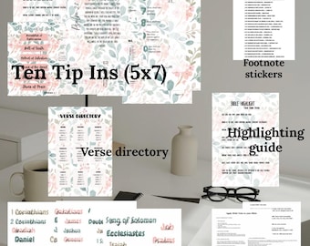 pink floral Complete loaded bible printout Kit | PDF print | tip ins, headers and instructions included | Starter kit
