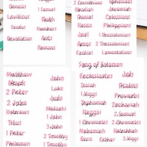 bible study printout | PDF print | prayerful woman | printable bible name labels | PDF books of the bible | bible stickers DIY pink