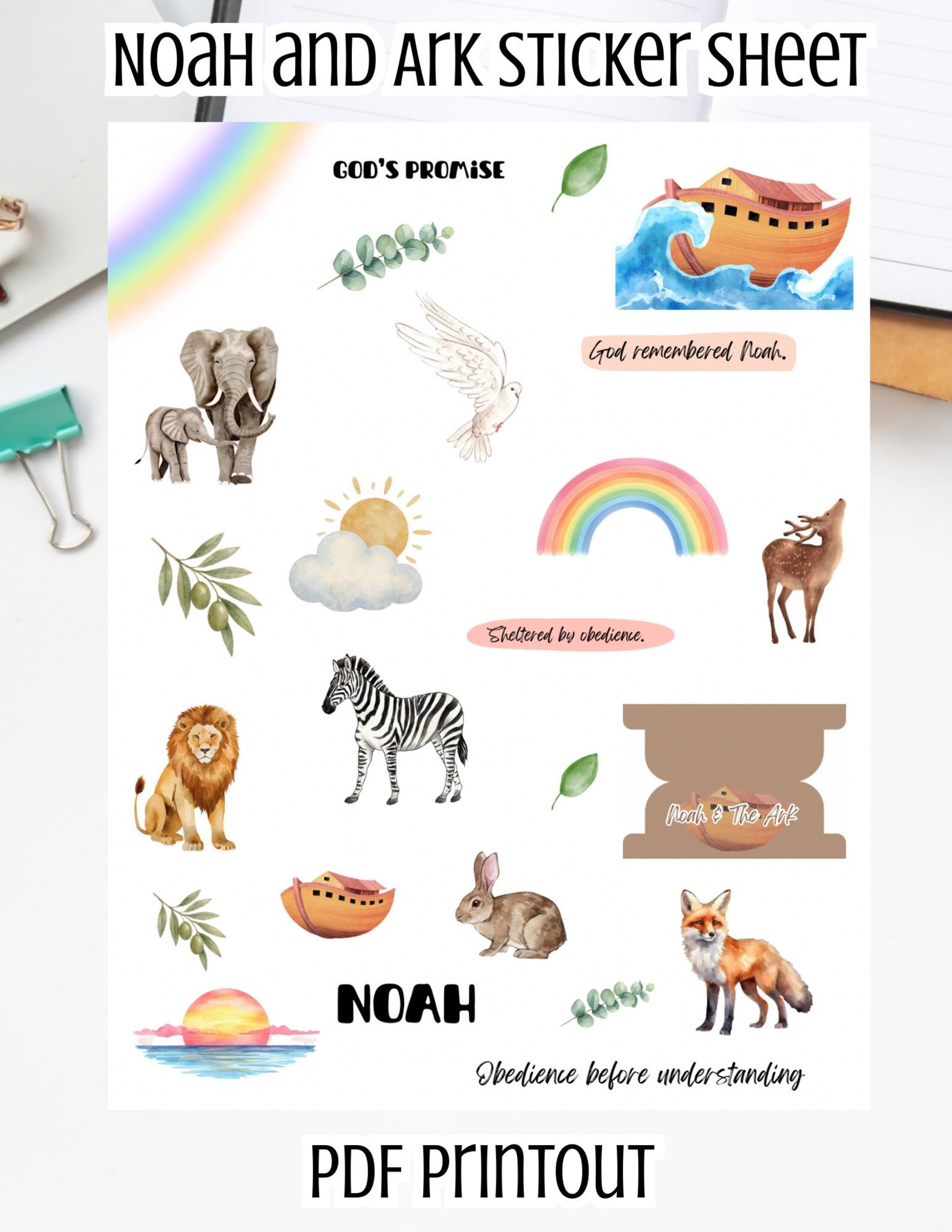 Printable Bible Journaling Stickers NOAH and the ARK - Etsy