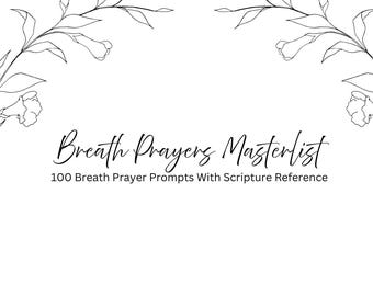 Breath prayer master list printout 100 prompts | PDF print | prayerful woman | printable prayer list | PDF list | bible stickers DIY