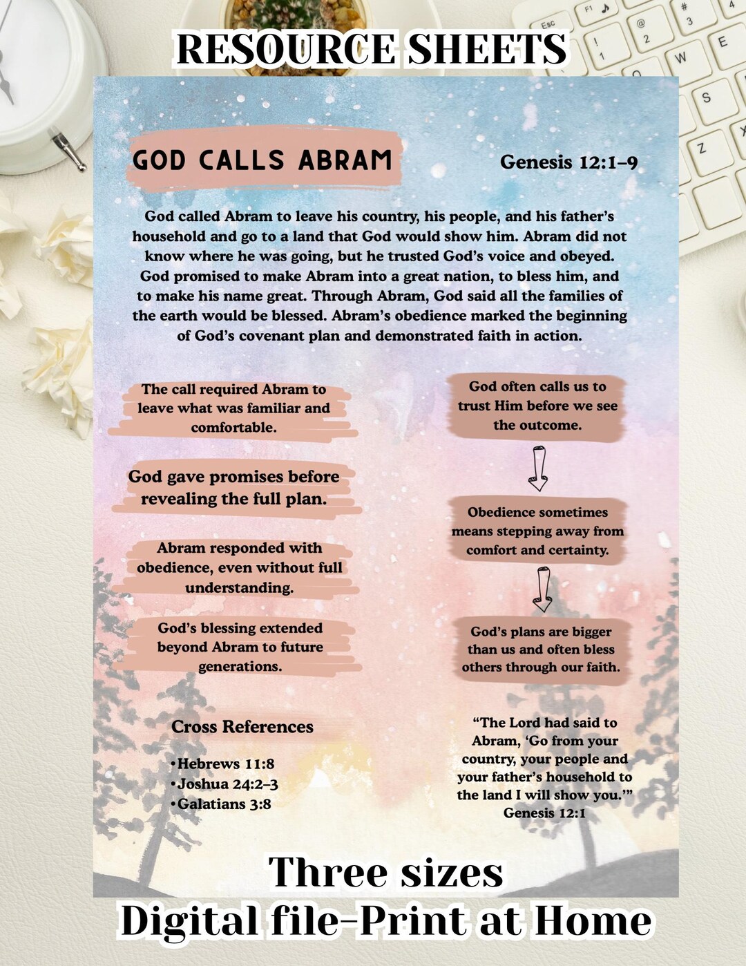 The Story of God Calls Abram Bible Tip in or Binder Print Out PDF - Etsy