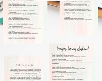 PRAYERS for my HUSBAND war binder loaded bible printout with scriptures prompts | Pdf print | tip in| bible study binder DIY | Starter kit