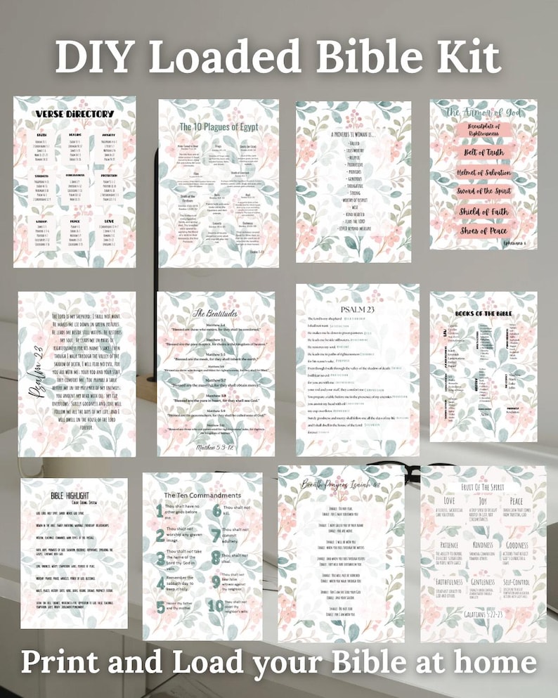 Pink Floral Complete Loaded Bible Printout Kit | PDF Print | Tip Ins ...
