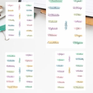 simple bible header stickers | PDF print | prayerful woman | printable bible name labels | PDF books of the bible | bible stickers DIY