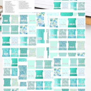 May include: A PDF printout of Bible topical tabs in teal and blue hues. The tabs are labelled with topics such as "US PRAYS" and "CENSION". The image includes a list of topical verse references and the text "BIBLE TOPICAL TAB PRINTOUT".