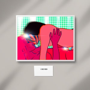 Lesbian kiss wall art print